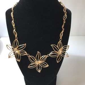 Gold Tone Floral Statement Necklace